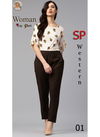 Off White And Brown Arya SP Women Formal Wear Poli Rayon Printed Top And Pent 01
